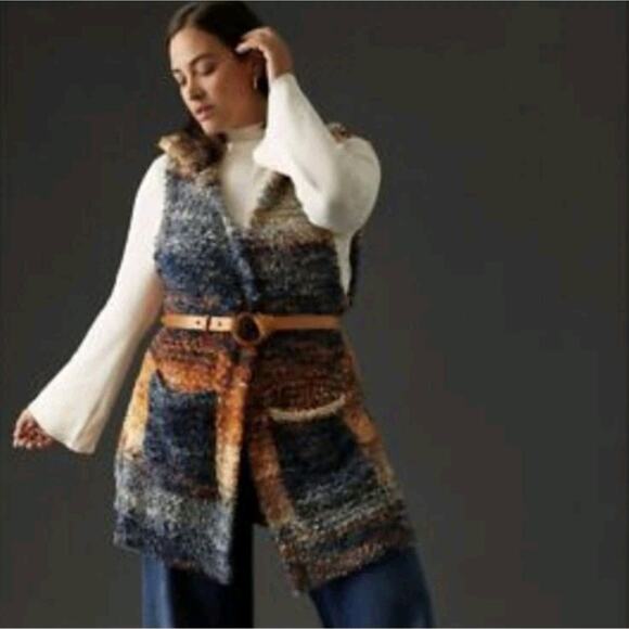Anthropologie Pilcro Womens 3X Sweater Vest Long Cardigan Duster Boho Western - Picture 1 of 16